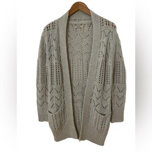 Jack Wills Lambswool Blend Light Gray Longline Cardigan Size UK 6 US 2